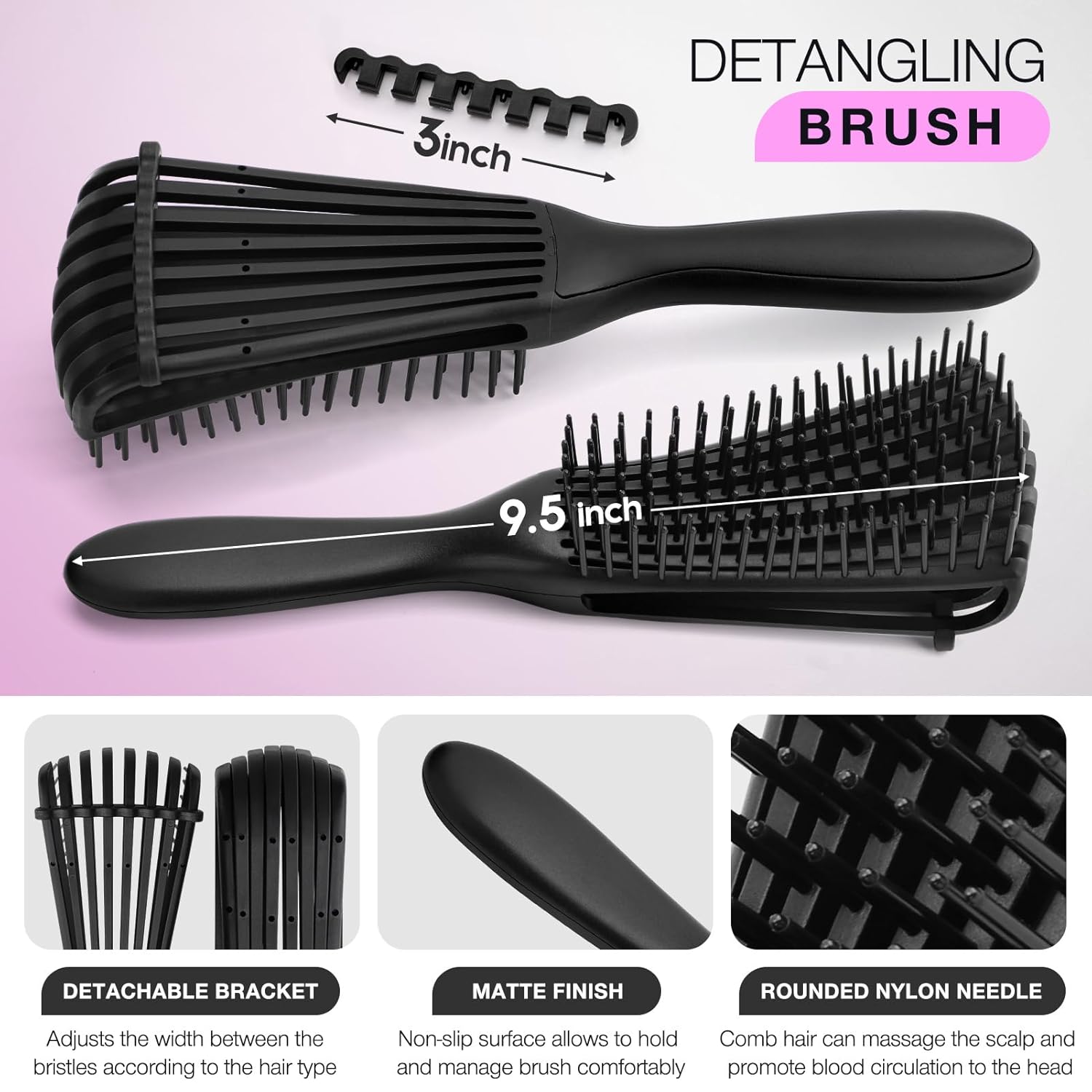 Detangling Brush Set with Spra - Hair Care Wavy Hair 评论和价格